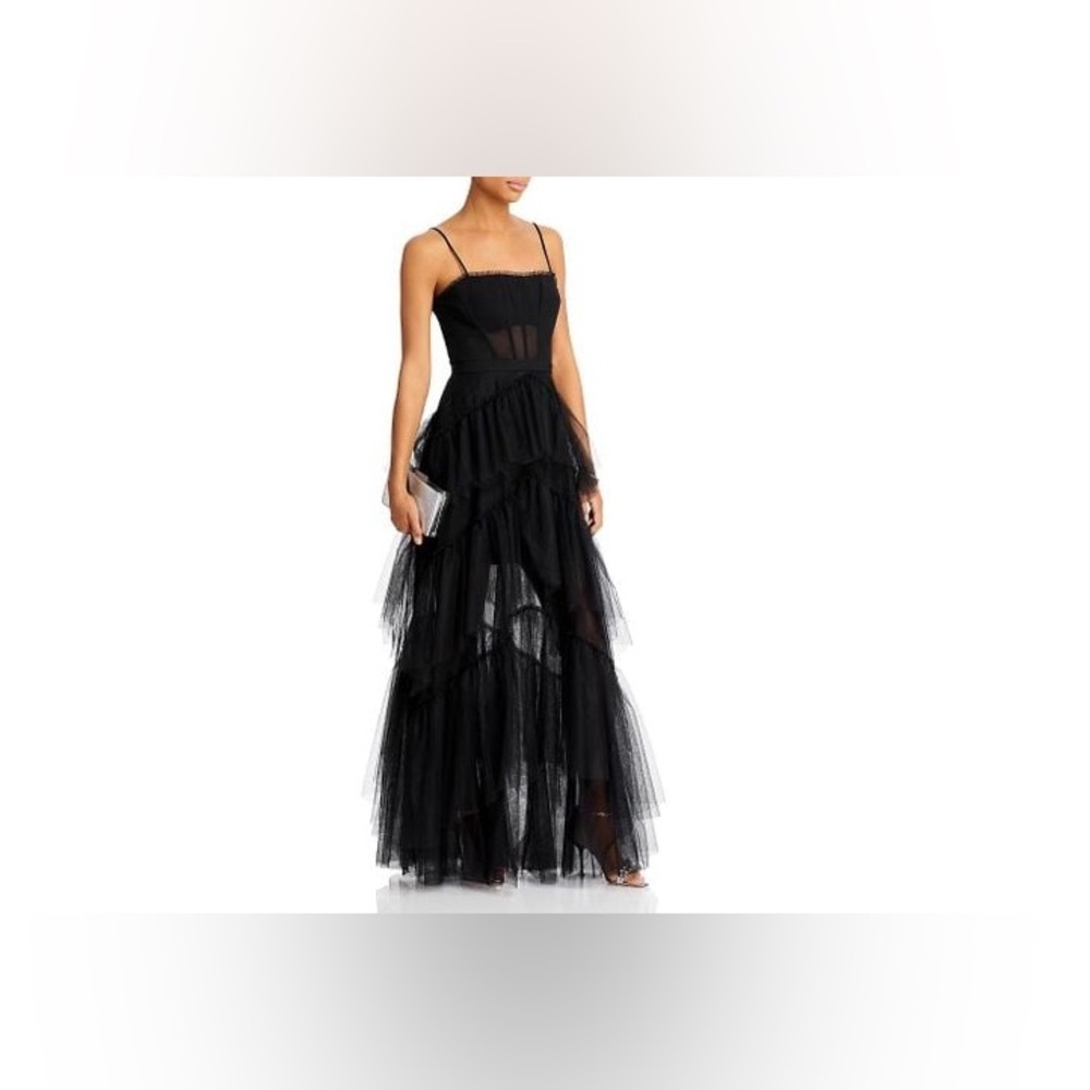 BCBGMAXAZRIA 
Oly Tiered Ruffle Tulle Evening Gown - Picture 2 of 16